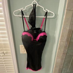 Black Satin Corset with matching Black Satin Thong